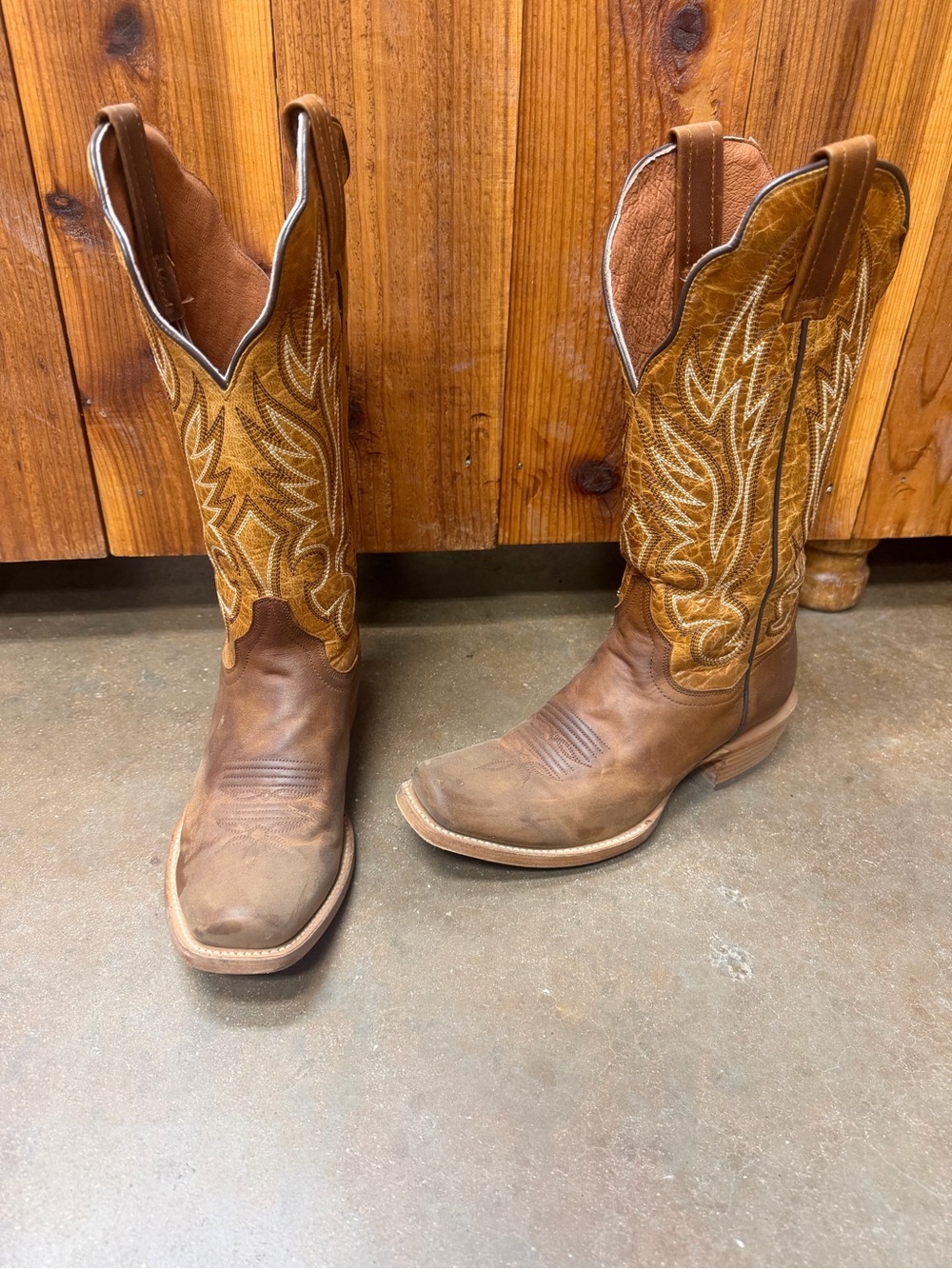 Dan Post Brown & Tan Embroidered Western Cowboy Boots